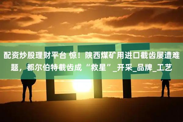 配资炒股理财平台 惊！陕西煤矿用进口截齿屡遭难题，都尔伯特截齿成 “救星”_开采_品牌_工艺